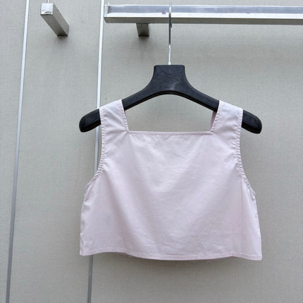 MIUMIU 26S SLEEVELESS CROPPED SQUARE-NECK TOP STYLE 1080