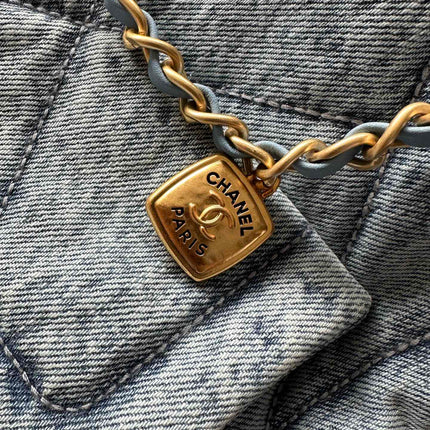 CHANEL 25S HOBO BAG 38 IN BLUE DENIM WITH GOLD HARDWARE