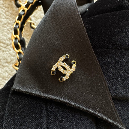 CHANEL 25S MINI FLAP BAG 23 IN BLACK VELVET WITH GOLD HARDWARE