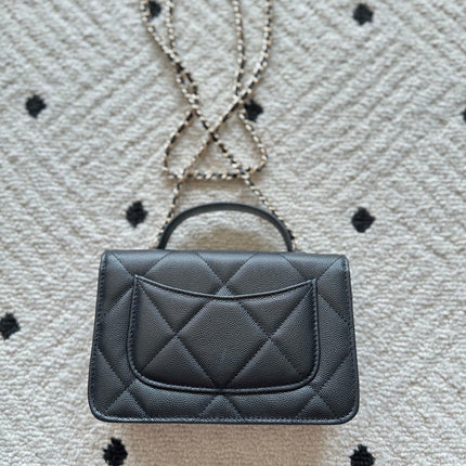 CHANEL 25S MINI FLAP BAG 19 IN BLACK CAVIAR LEATHER