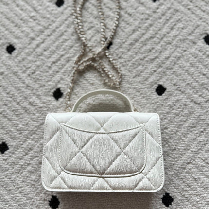 CHANEL 25S MINI FLAP BAG 19 IN WHITE CAVIAR LEATHER