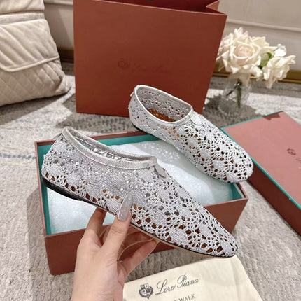 FLAT SHOES 25 IN PAPER WHITE MESH FABRIC