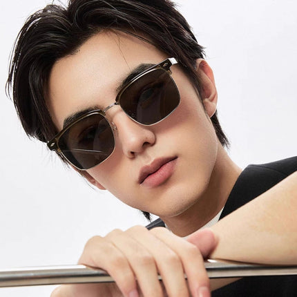 RECTANGULAR FRAME SUNGLASSES G7637 IN METAL AND ACETATE