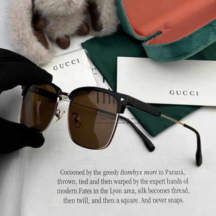 RECTANGULAR FRAME SUNGLASSES G7637 IN METAL AND ACETATE