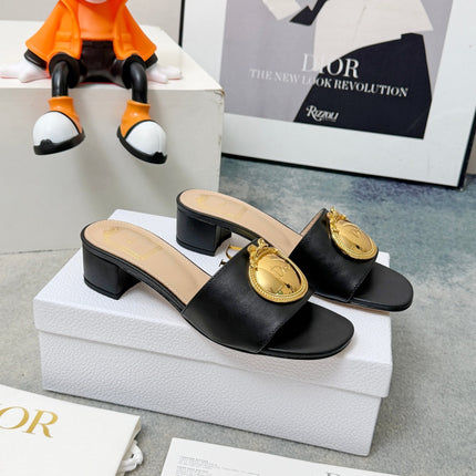 DIOR 26S HIGH-HEEL SANDALS IN BLACK CALFSKIN WITH GOLD HARDWARE