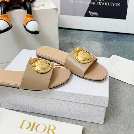 DIOR 26S SANDALS IN BEIGE CALFSKIN WITH GOLD HARDWARE