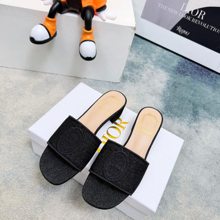 DIOR 26S HIGH-HEEL SANDALS 45 MM IN BLACK DENIM