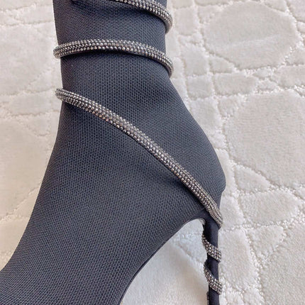 MARGOT BLACK AND SILVER ANKLE BOOT 95 MM