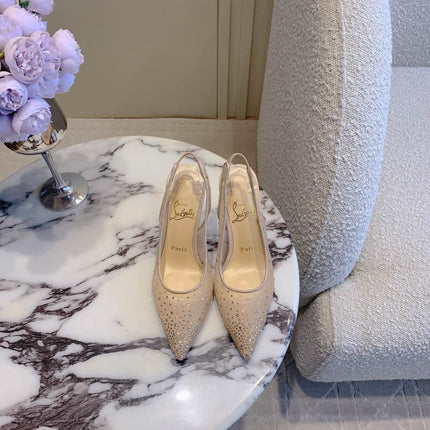 MISS Z SLINGBLACK PUMPS DAZZLING 85MM IN NUDE MESH AND STRASS