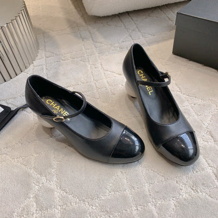 CC PEARL HIGH HEELS IN BLACK CALFSKIN