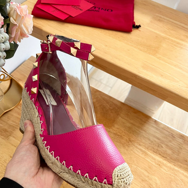 VALENTINO 26S WEDGE SHOES IN DARK PINK CALFSKIN
