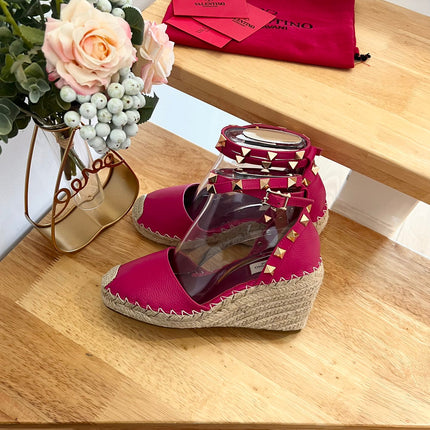 VALENTINO 26S WEDGE SHOES IN DARK PINK CALFSKIN