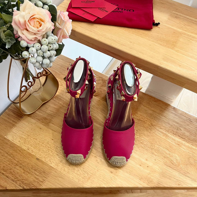 VALENTINO 26S WEDGE SHOES IN DARK PINK CALFSKIN