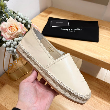 SL YVES EMBOSSED LOGO SLIP ON CREAMY WHITE CALFSKIN