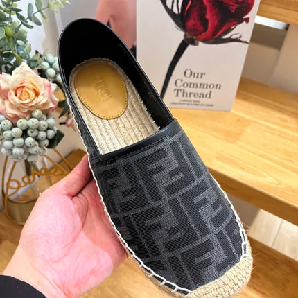 FENDI 26S ESPADRILLE LOAFERS IN BLACK CANVAS STYLE 5