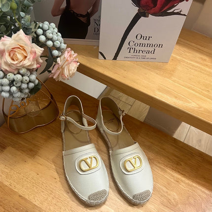 VALENTINO 26S ESPADRILLE SHOES IN WHITE CALFSKIN
