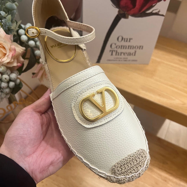 VALENTINO 26S ESPADRILLE SHOES IN WHITE CALFSKIN