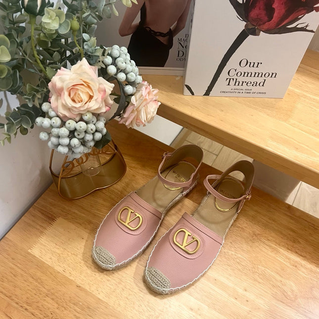VALENTINO 26S ESPADRILLE SHOES IN LIGHT PINK CALFSKIN