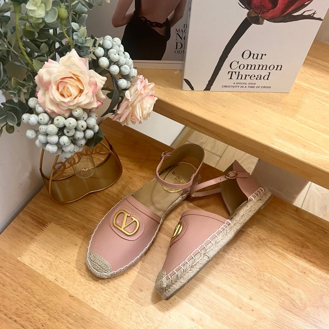VALENTINO 26S ESPADRILLE SHOES IN LIGHT PINK CALFSKIN