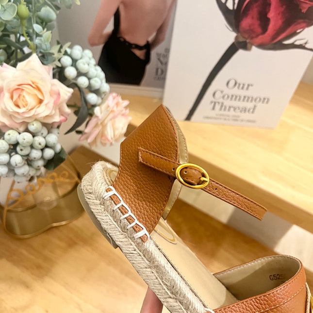 VALENTINO 26S ESPADRILLE SHOES IN BROWN CALFSKIN