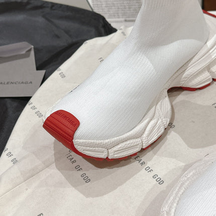 BALENCIAGA 25S SPEED TRAINER SNEAKERS 55 MM IN WHITE AND RED KNIT