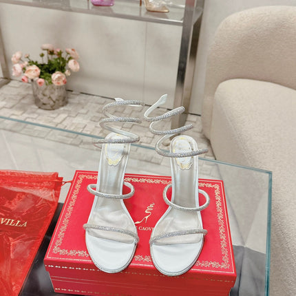 FLORIANE SANDAL 75 MM IN WHITE AND SILVER