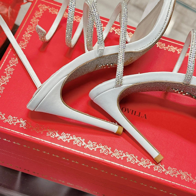FLORIANE SANDAL 75 MM IN WHITE AND SILVER