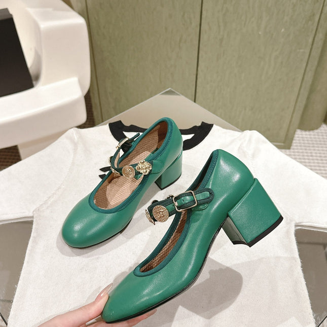 CC HIGH MARY JANE SEA GREEN LAMBSKIN