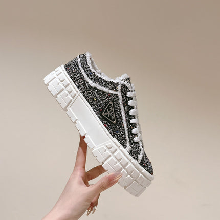 PRA DOUBLE WHEEL RE-NYLON GABARDINE SNEAKERS BLACK FABRIC