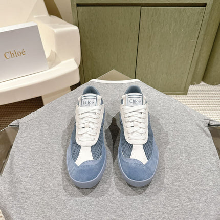 CHLOÉ 26S SNEAKERS IN BLUE MESH AND SUEDE