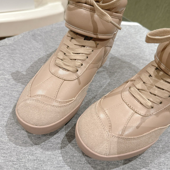 CHLOÉ 26S HIGH-TOP SNEAKERS IN BEIGE CALFSKIN