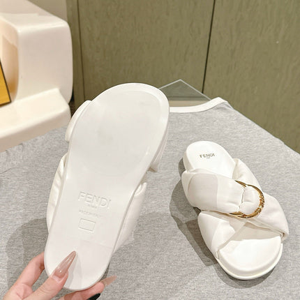 FENDI 26S WIDE CROSS-STRAP SANDALS IN WHITE LAMBSKIN