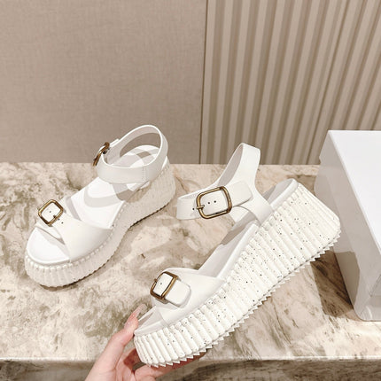 CHLOÉ 26S HIGH-HEELED SANDALS IN WHITE LAMBSKIN WITH GOLD HARDWARE