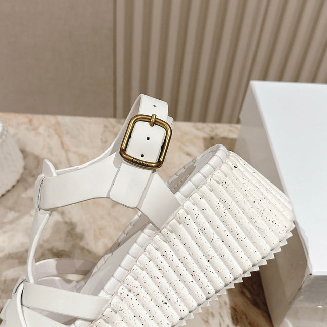 CHLOÉ 26S HIGH-HEELED SANDALS IN WHITE LAMBSKIN