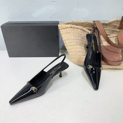 SL CARINE SLINGBACKS PUMP 60 BLACK CALFSKIN