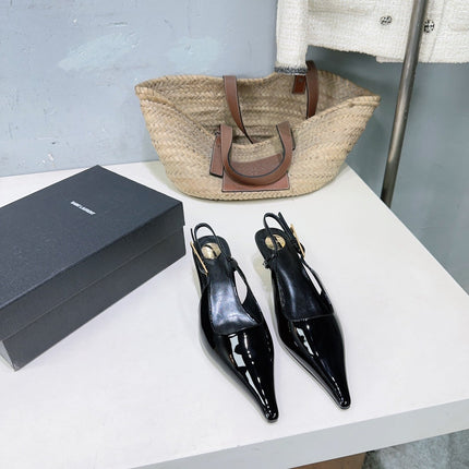 YSL 26S SLINGBACK HEELS 65 MM IN BLACK CALFSKIN