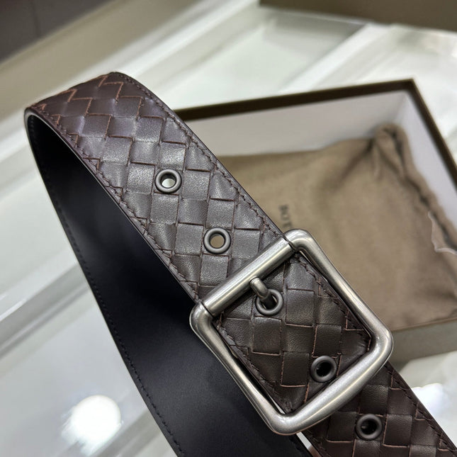 BV BELT 3.8CM IN BROWN CALFSKIN SILVER HARDWARE