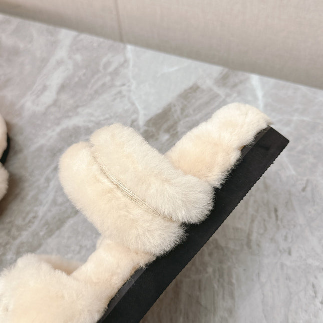 LV MULE SANDALS IN LIGHT BEIGE SHEARLING