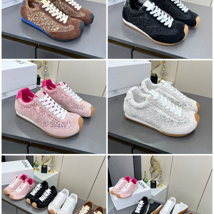 LOEWE 26S RUNNER 2.0 SNEAKERS IN WHITE SUEDE AND ANAGRAM JACQUARD