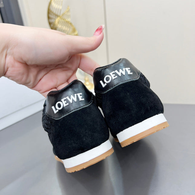 LOEWE 26S RUNNER 2.0 SNEAKERS IN BLACK SUEDE AND ANAGRAM JACQUARD