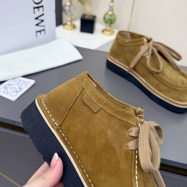 LOEWE 26S ANKLE BOOTS IN OLIVE BROWN SUEDE