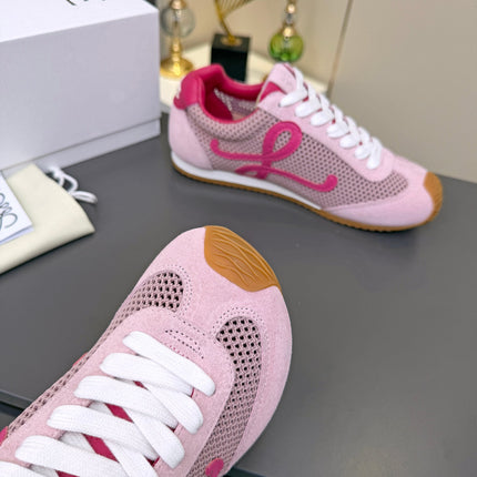 LOEWE 26S RUNNER 2.0 SNEAKERS IN PINK SUEDE AND MESH FABRIC