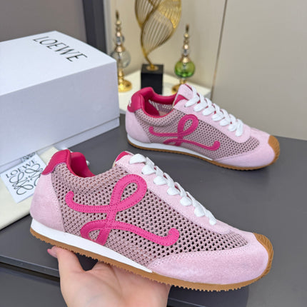 LOEWE 26S RUNNER 2.0 SNEAKERS IN PINK SUEDE AND MESH FABRIC