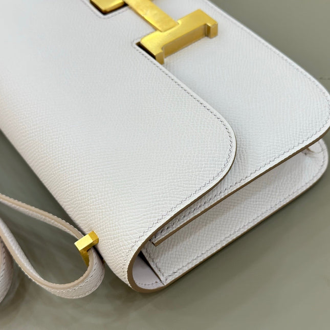 HM 25S CONSTANCE ELAN 24 CM IN ASH PINK-GREY EPSOM WITH GOLD HARDWARE