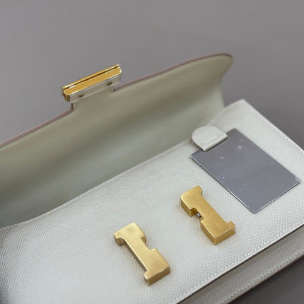 HM 25S CONSTANCE ELAN 24 CM IN CREAM WHITE EPSOM WITH GOLD HARDWARE