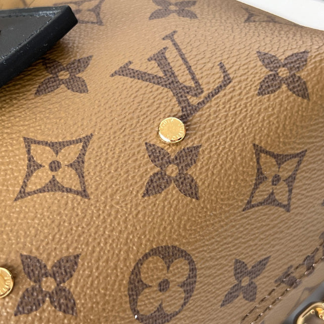LV 25S ATLANTIS BB 17 IN CARAMEL BEIGE MONOGRAM COATED CANVAS LEATHER TRIM BLACK