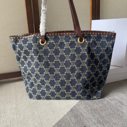 CELINE 26S TOTE BAG 48 IN NAVY BLUE DENIM