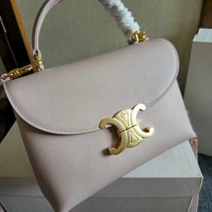 CELINE 25S NINO BAG 20MM IN LIGHT PINK GRAINED CALFSKIN GOLD HARDWARE