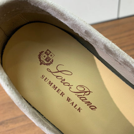 LP LOAFERS 25S IN STONE GRAY CASHMERE WITH SILVER HARDWARE