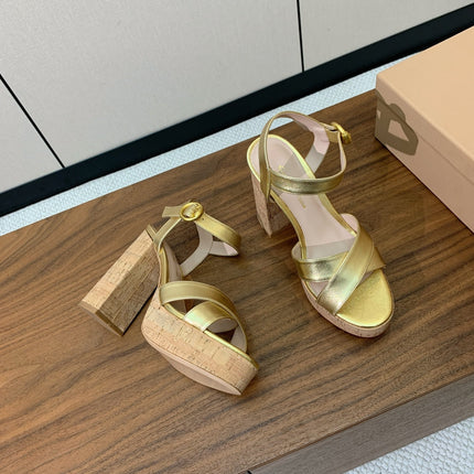 GIANVITO ROSSI 26S PLATFORM SANDALS 115 MM IN GOLD CALFSKIN